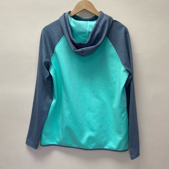 Nike Dri Fit Teal & Gray Hoodie Zip Up Long Sleeve Sweater size large - Picture 4 of 8